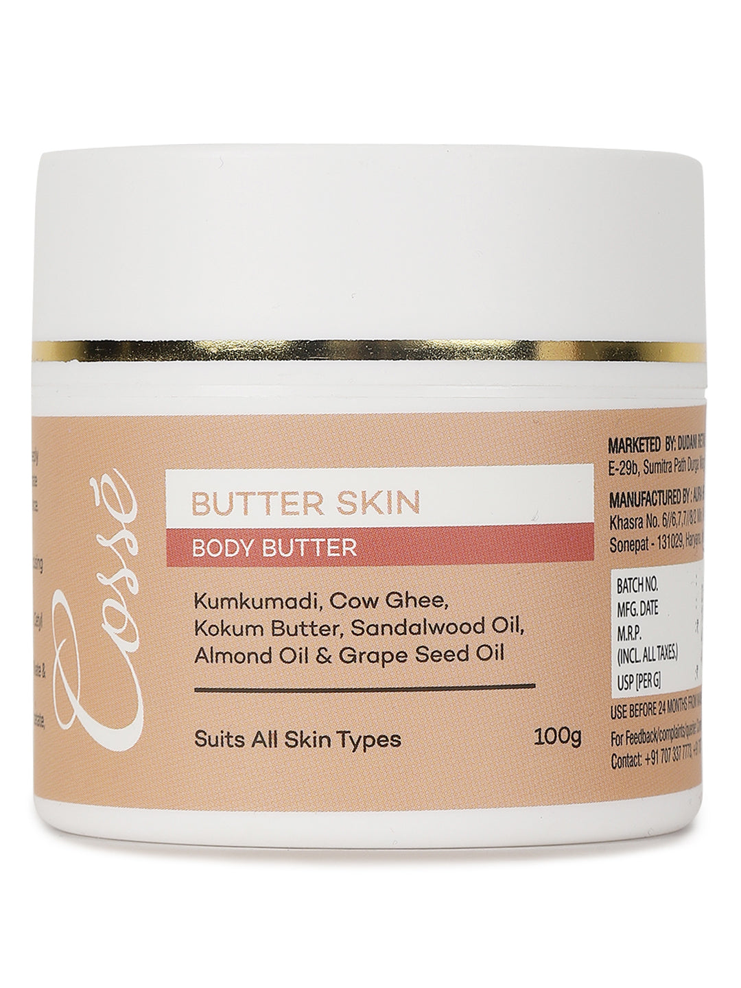 Butter Skin Body Butter with Kumkumadi, Cow Ghee, Kokum Butter for Men & Women